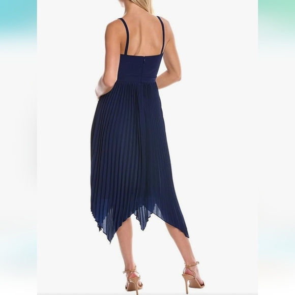 NWT Aidan Mattox Womens Pleated Flowy High Low Midi Cocktail Party Dress sz.4 - Picture 2 of 8